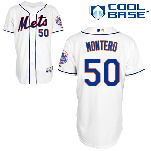 Rafael Montero #50 MLB Jersey-New York Mets Men's Authentic Alternate 2 White Cool Base Baseball Jersey